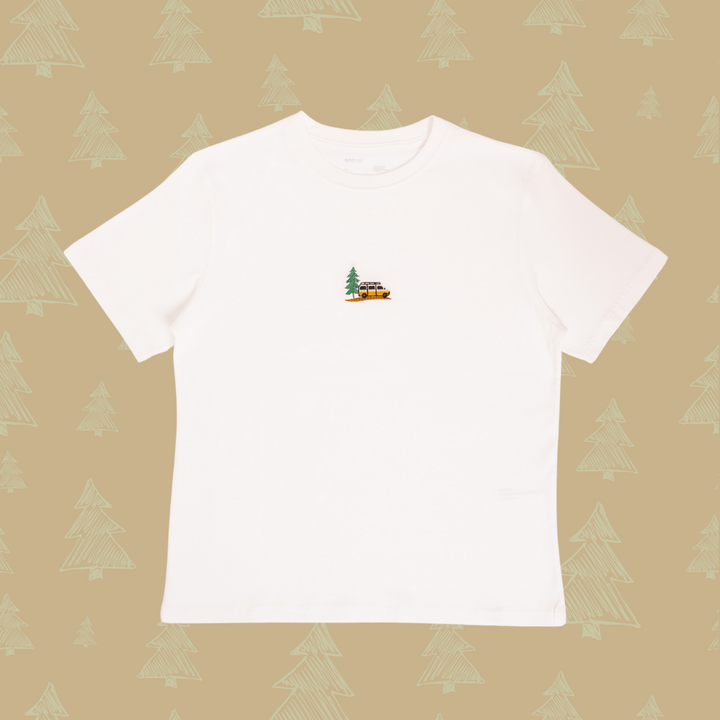 Vanlife & Pine Tshirt - Antik Beyaz