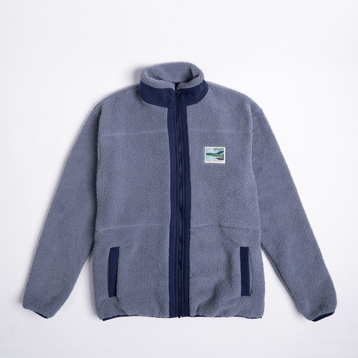 Fermuarlı Sherpa Polar - Puslu Mavi