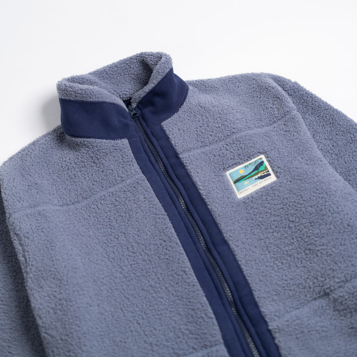 Fermuarlı Sherpa Polar - Puslu Mavi