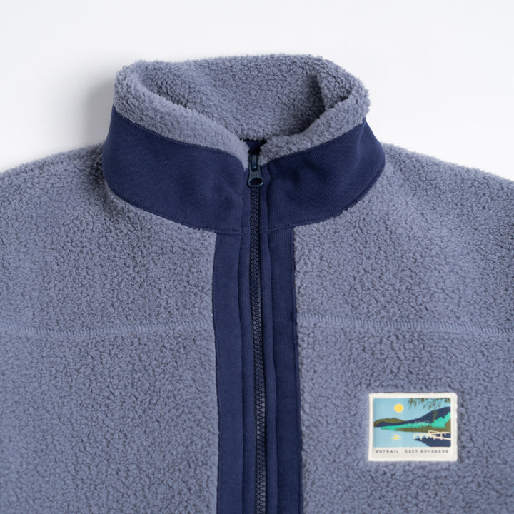 Fermuarlı Sherpa Polar - Puslu Mavi