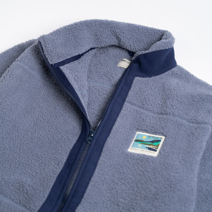 Fermuarlı Sherpa Polar - Puslu Mavi