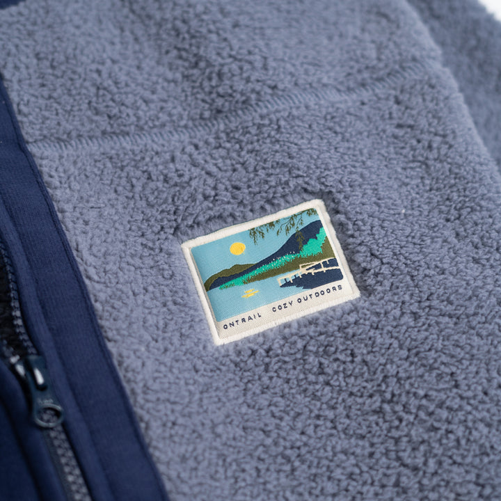 Fermuarlı Sherpa Polar - Puslu Mavi