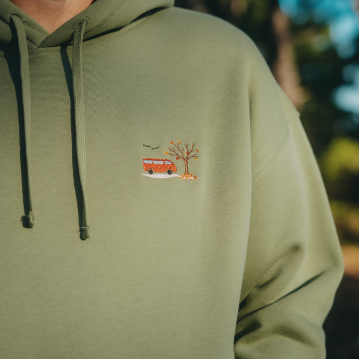 Vanlife & Autumn Hoodie - Zeytin Yeşili