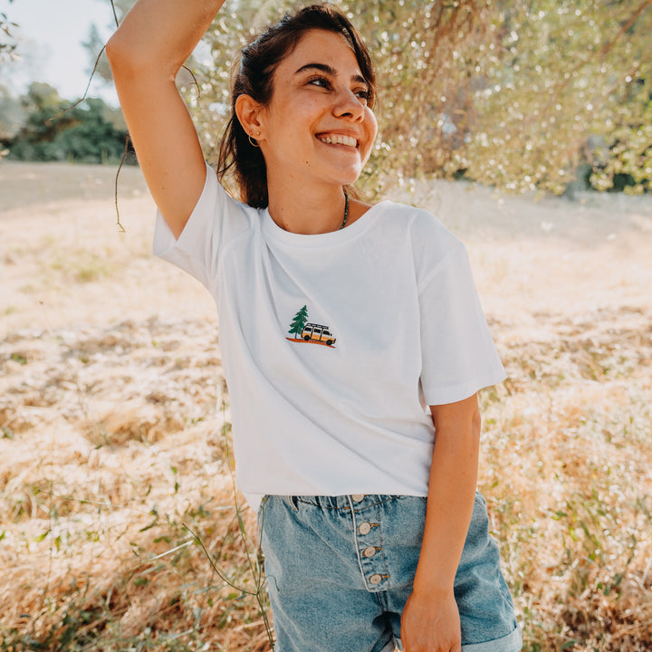 Vanlife & Pine Tshirt - Antik Beyaz
