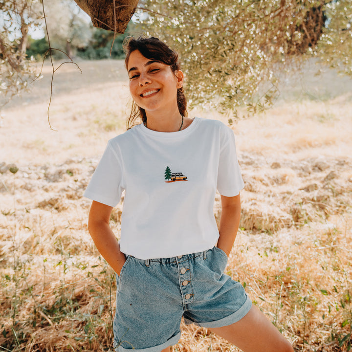 Vanlife & Pine Tshirt - Antik Beyaz