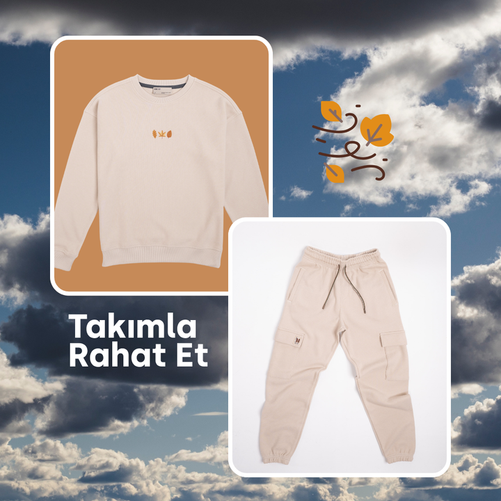 Fall Leaves Sweatshirt - Parşömen Bej