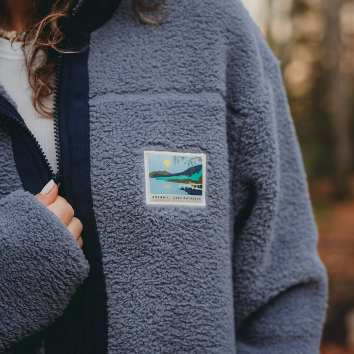 Fermuarlı Sherpa Polar - Puslu Mavi