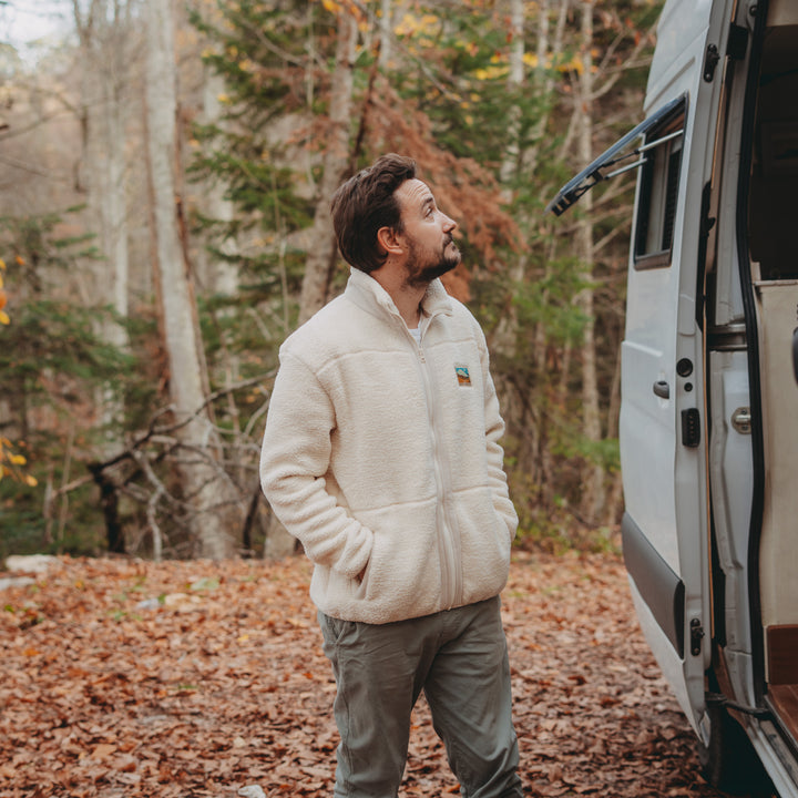 Fermuarlı Sherpa Polar - Krem