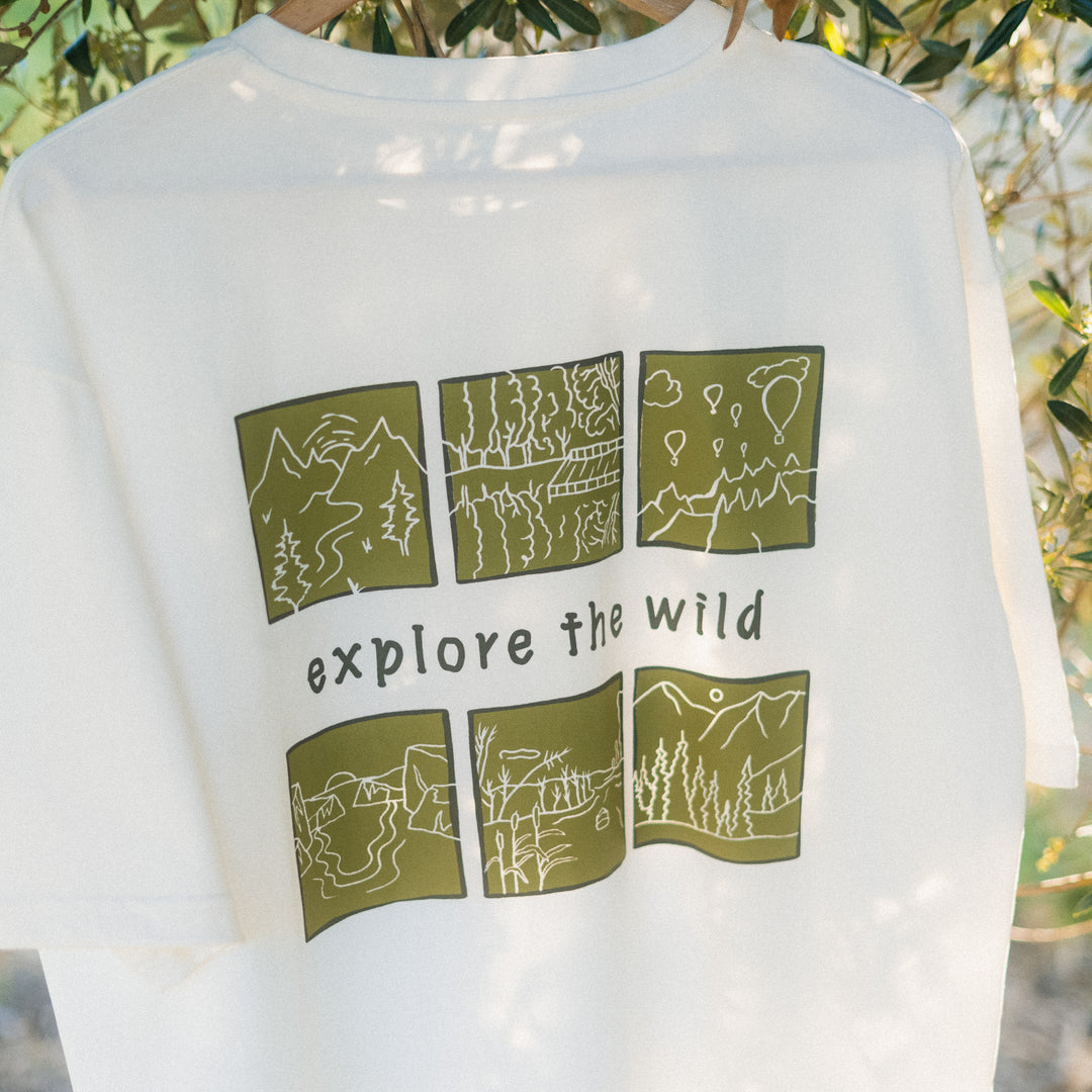 Explore The Wild Tshirt - Antik Beyaz