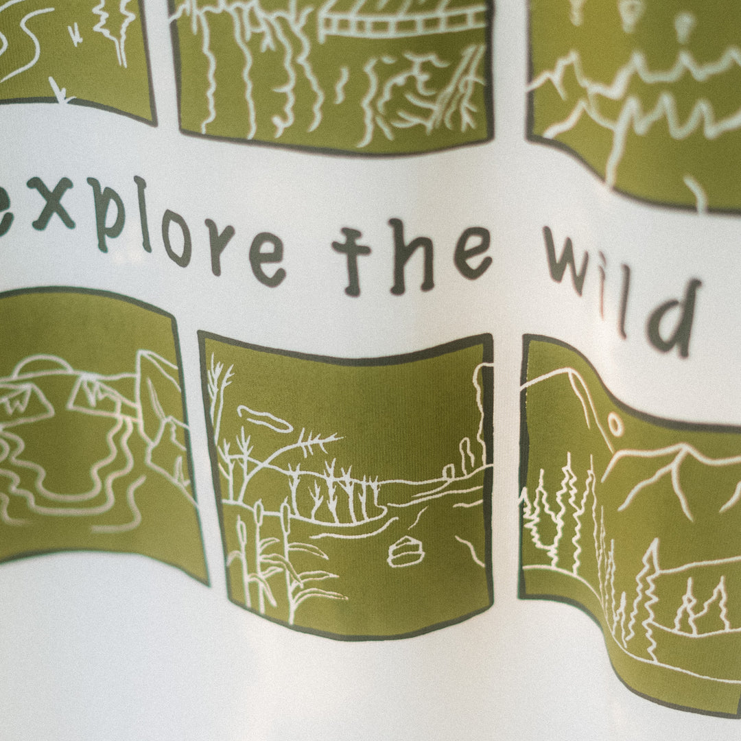 Explore The Wild Tshirt - Antik Beyaz