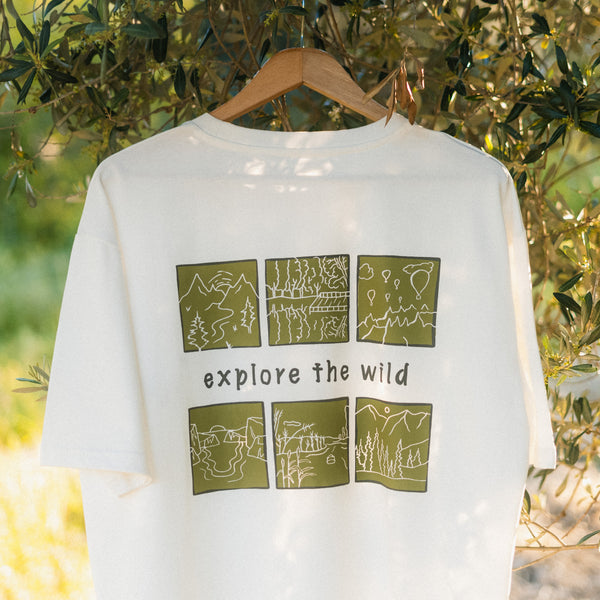 Explore The Wild Tshirt - Antik Beyaz