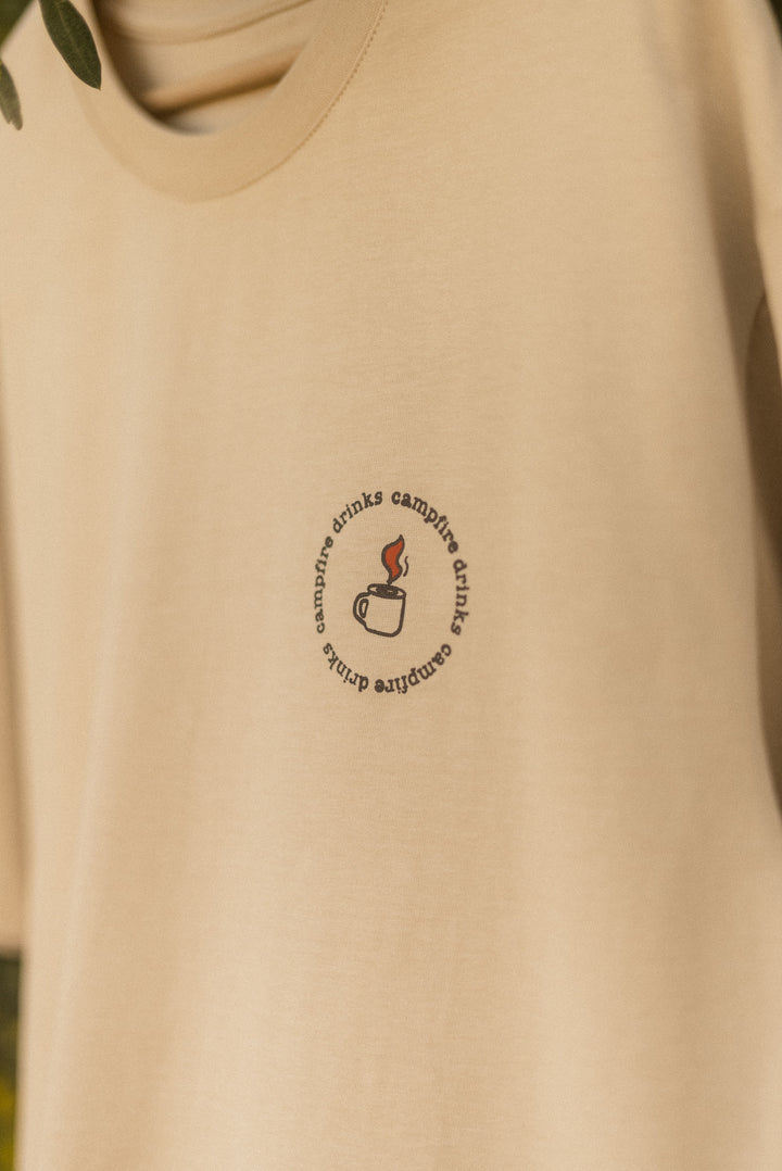 Camp Fire Drinks Tshirt - Safari Bej