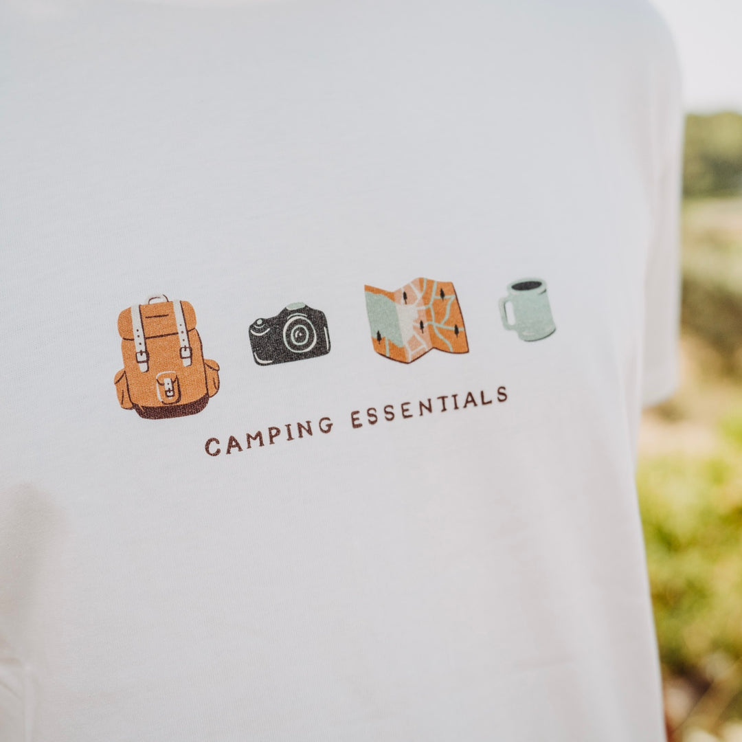 Camping Essentials Tshirt - Antik Beyaz
