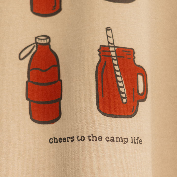Camp Fire Drinks Tshirt - Safari Bej