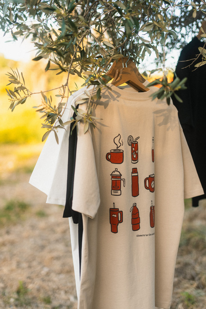 Camp Fire Drinks Tshirt - Safari Bej