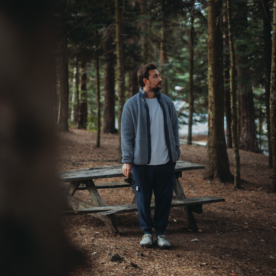 Fermuarlı Sherpa Polar - Puslu Mavi