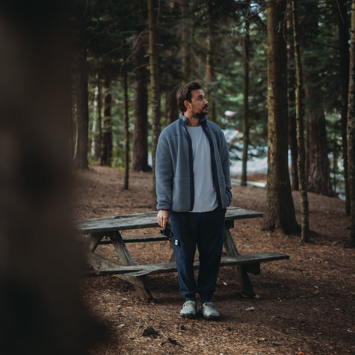 Fermuarlı Sherpa Polar - Puslu Mavi