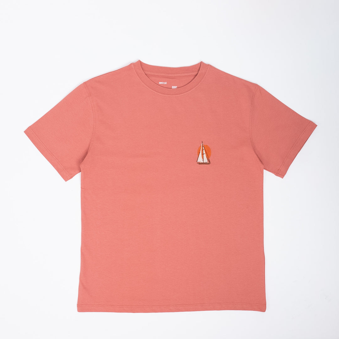 Boatlife & Sunset Tshirt - Paslı Pembe