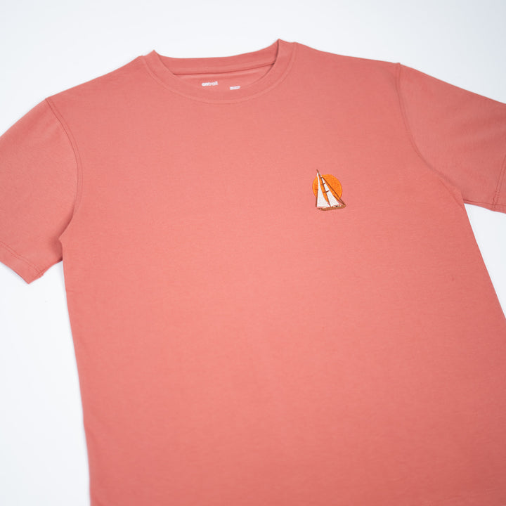 Boatlife & Sunset Tshirt - Paslı Pembe