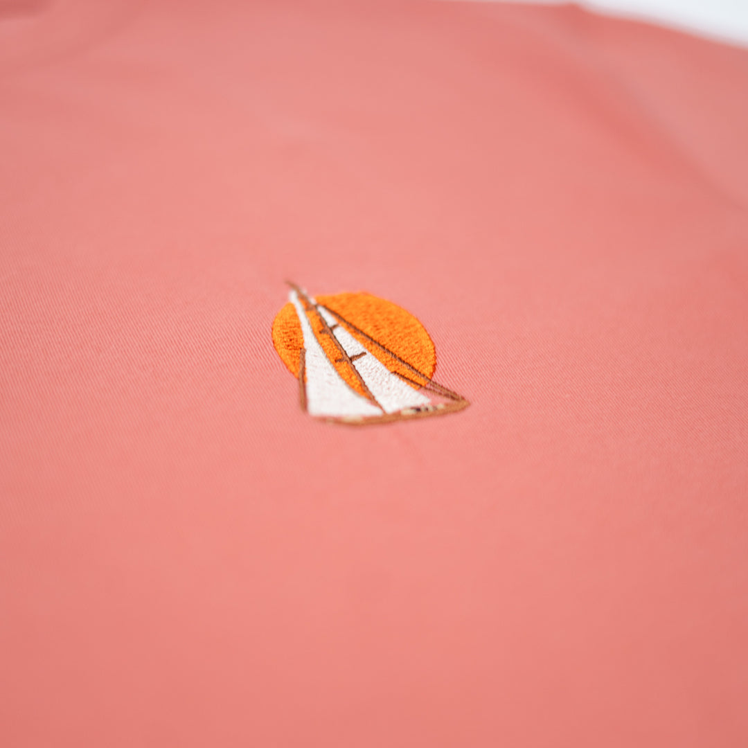 Boatlife & Sunset Tshirt - Paslı Pembe