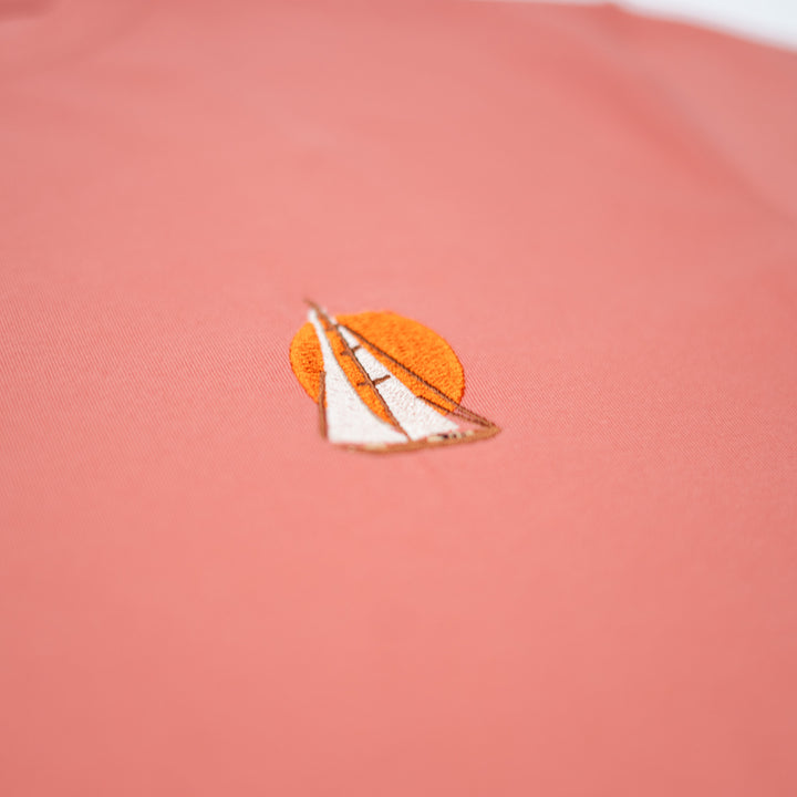 Boatlife & Sunset Tshirt - Paslı Pembe
