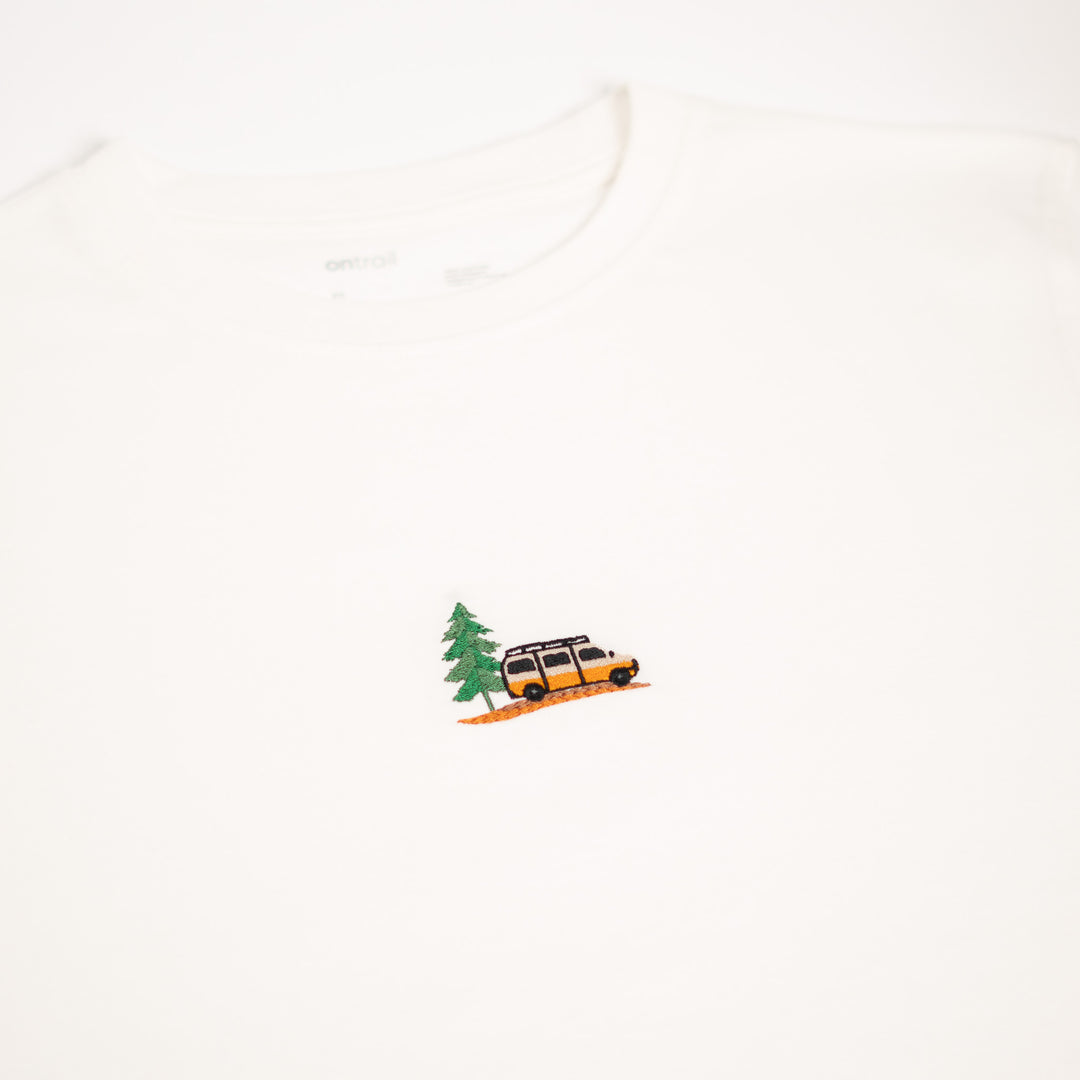 Vanlife & Pine Tshirt - Antik Beyaz
