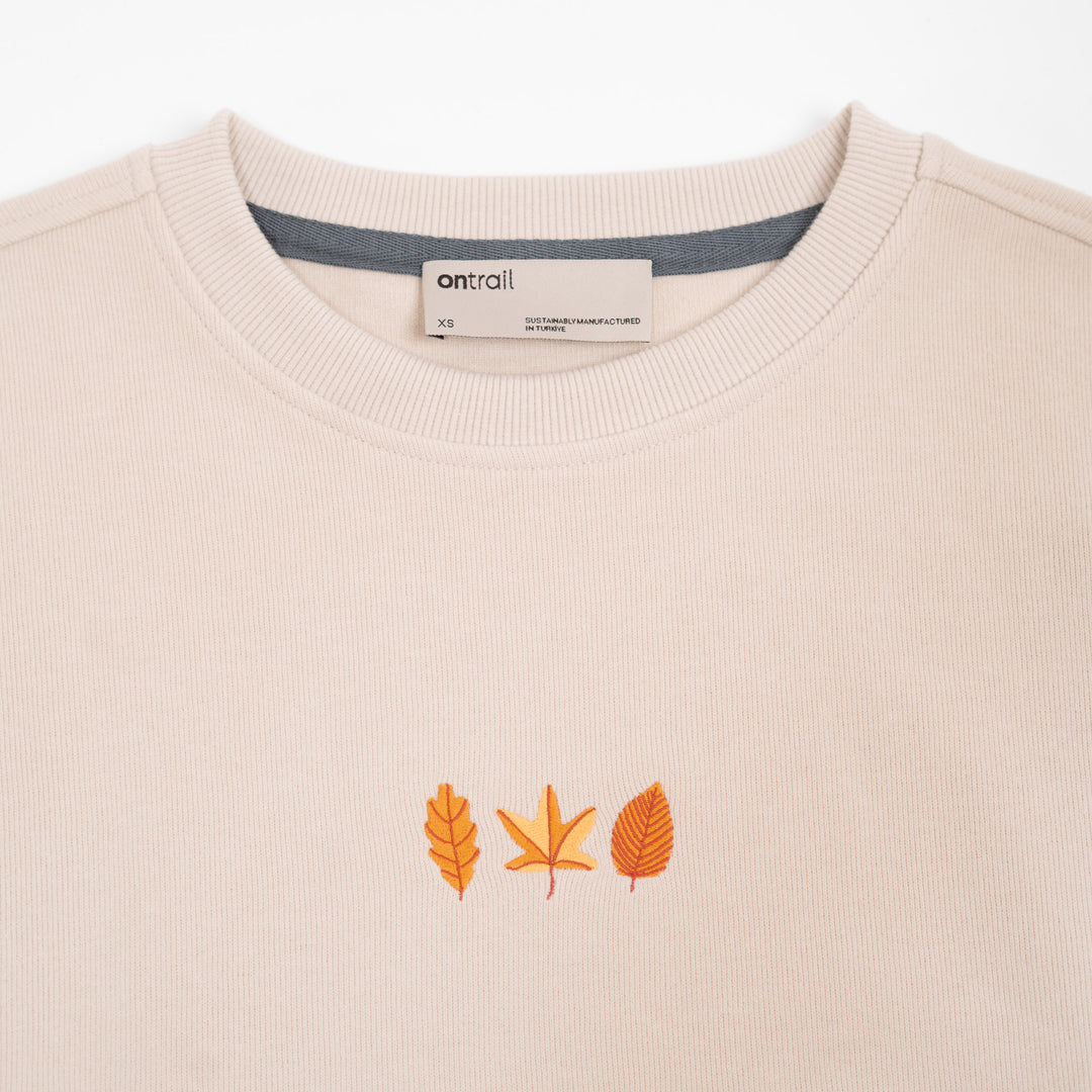 Fall Leaves Sweatshirt - Parşömen Bej