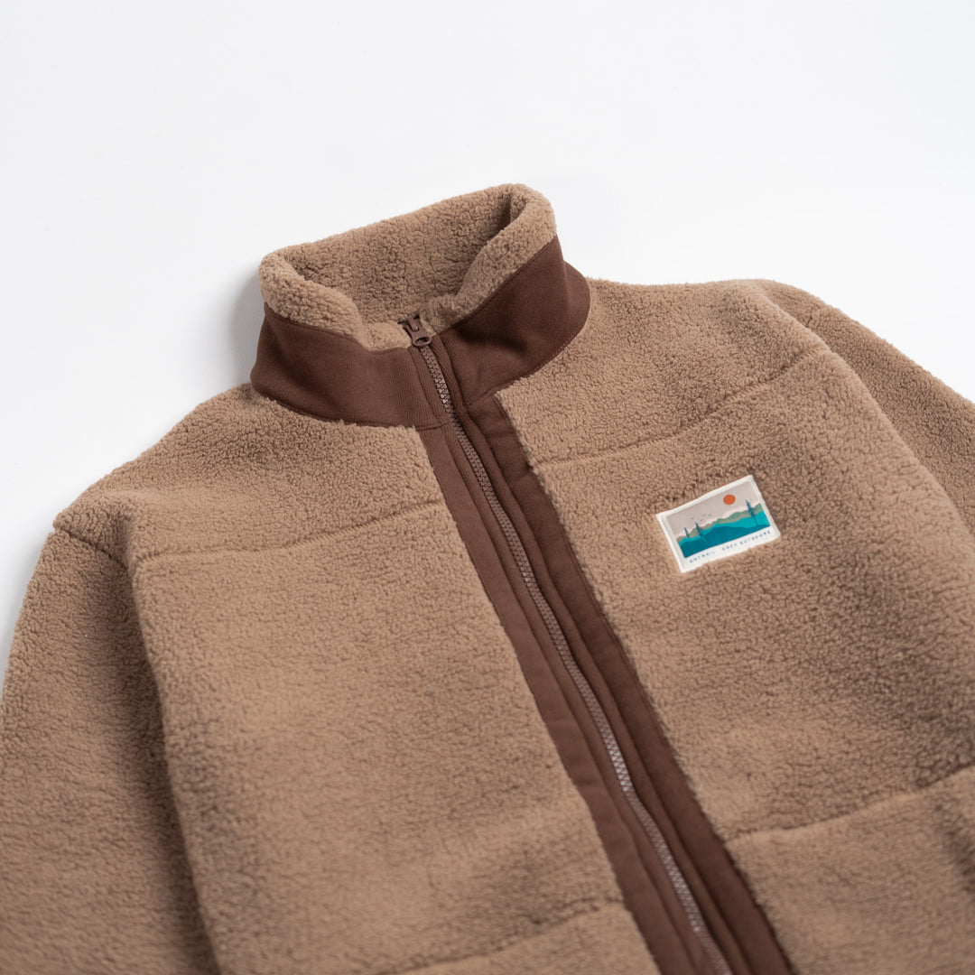 Fermuarlı Sherpa Polar - Kahve