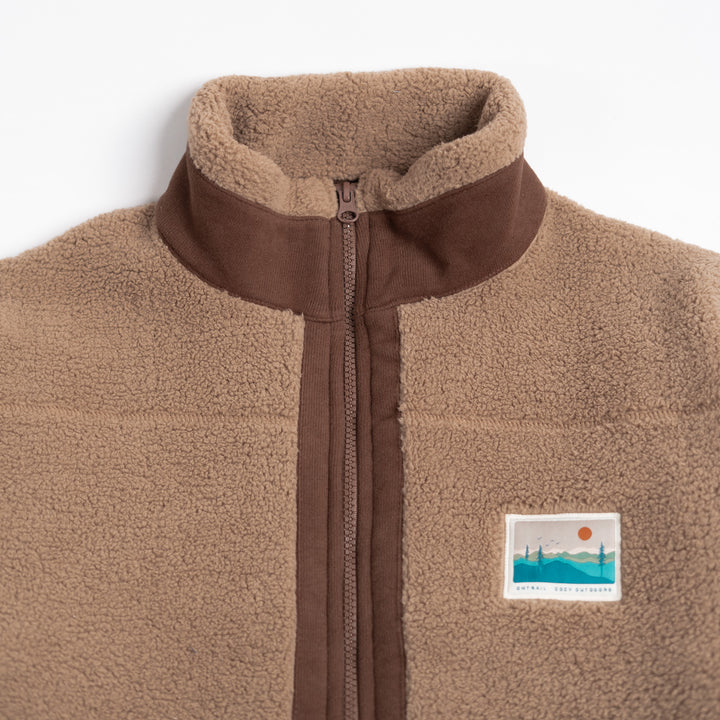 Fermuarlı Sherpa Polar - Kahve