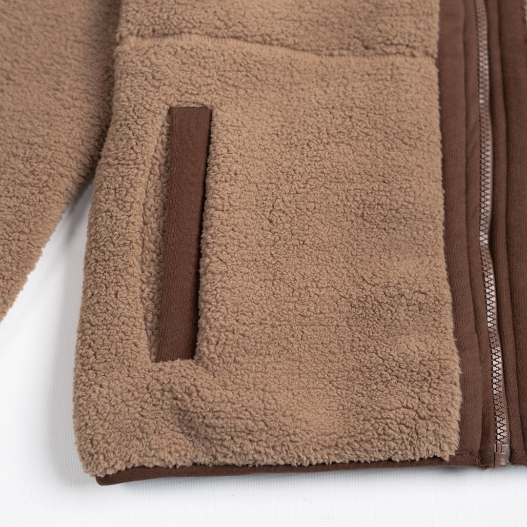 Fermuarlı Sherpa Polar - Kahve