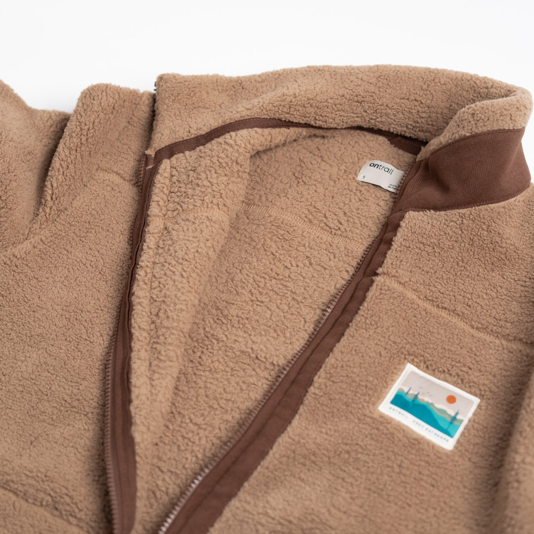 Fermuarlı Sherpa Polar - Kahve
