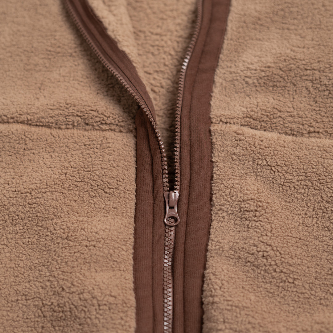 Fermuarlı Sherpa Polar - Kahve