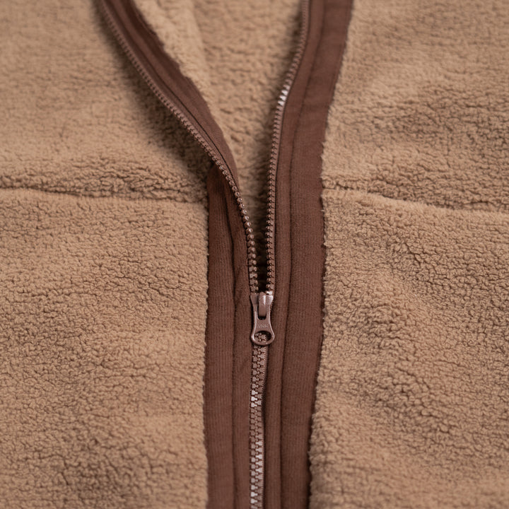 Fermuarlı Sherpa Polar - Kahve