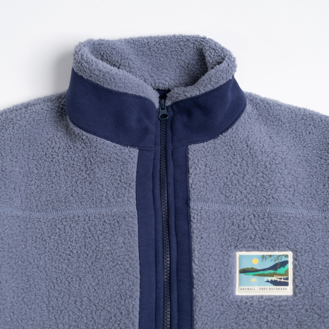 Fermuarlı Sherpa Polar - Puslu Mavi