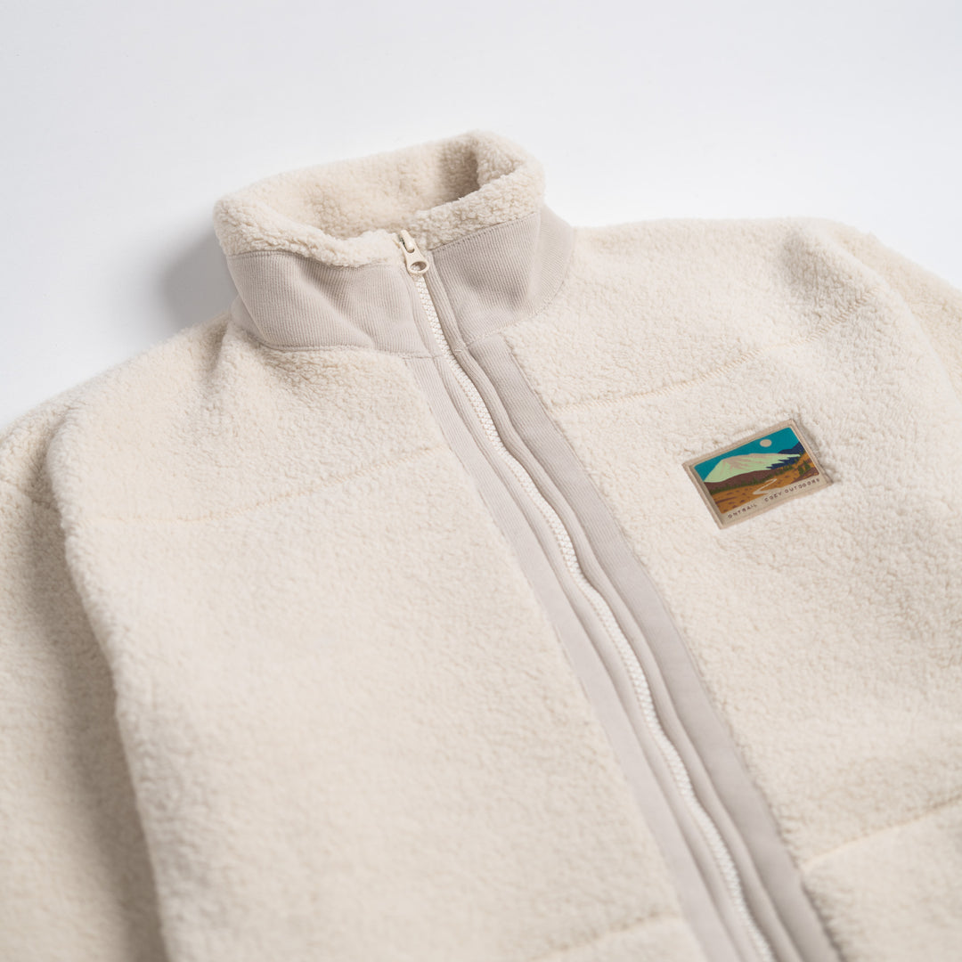 Fermuarlı Sherpa Polar - Krem