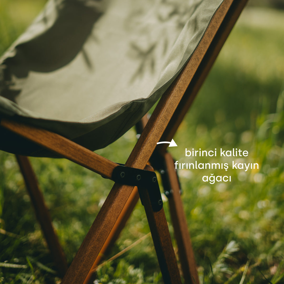 Ahşap Katlanır Sandalye - Haki