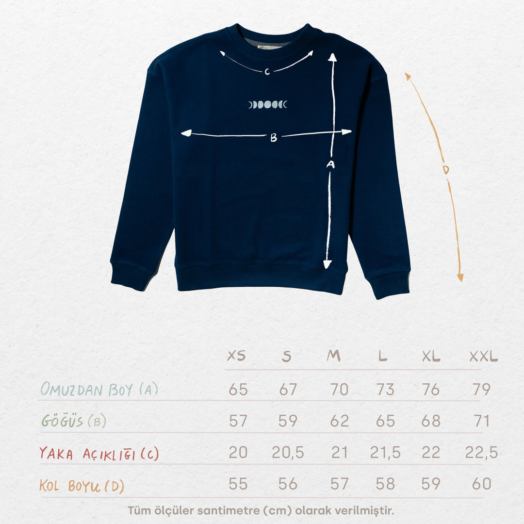 Moon Phases Sweatshirt - Gece Mavisi