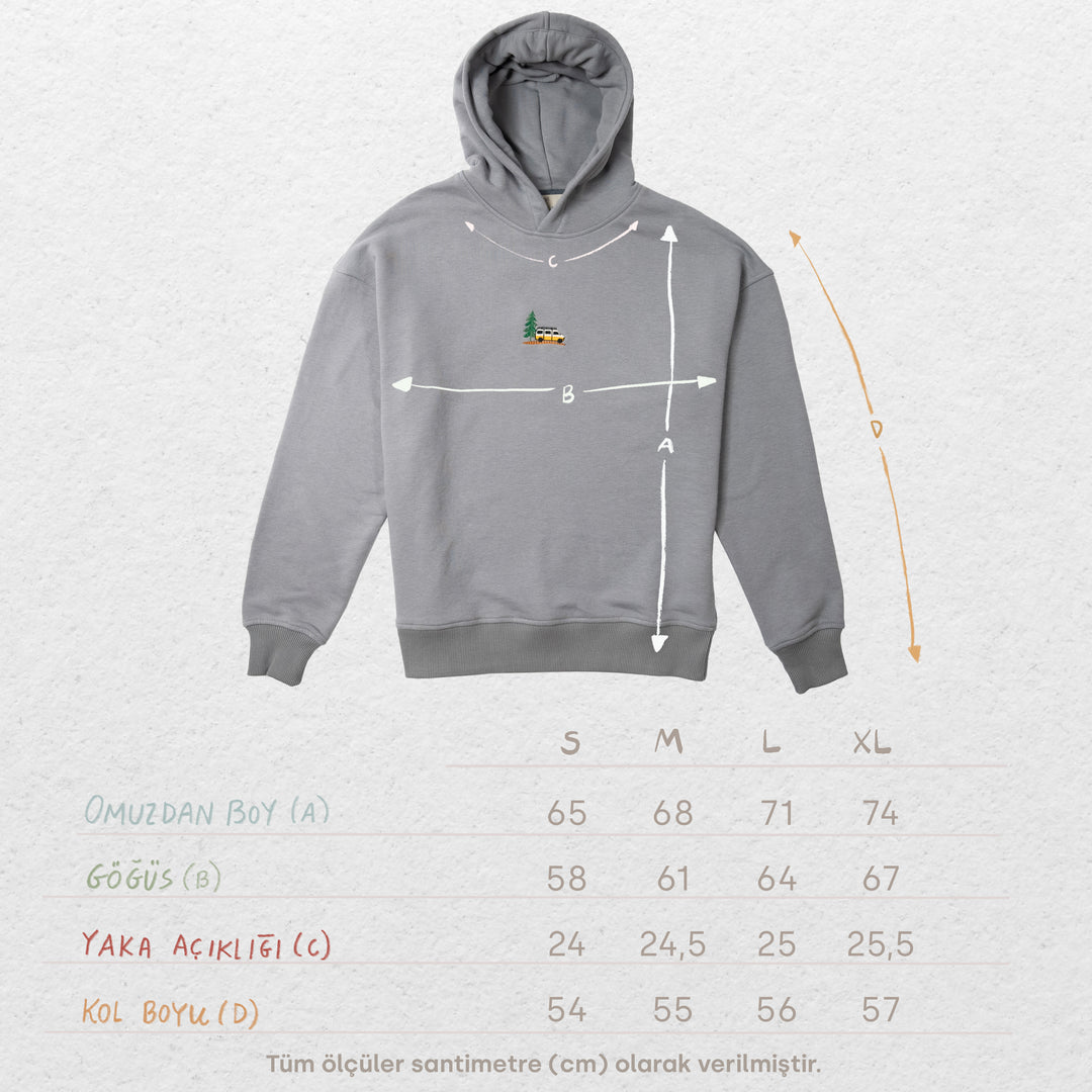 Van Life & Pine Hoodie - Gri