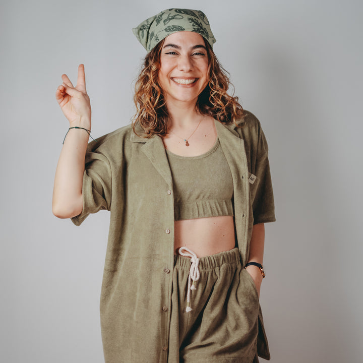 Terry Crop Top - Olive