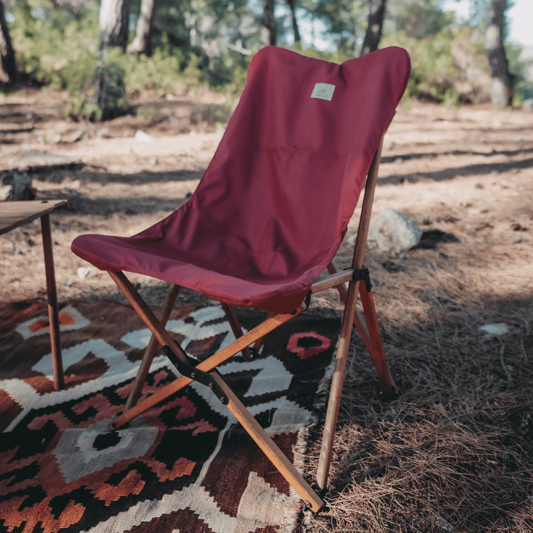 Ahşap Katlanır Sandalye - Bordo