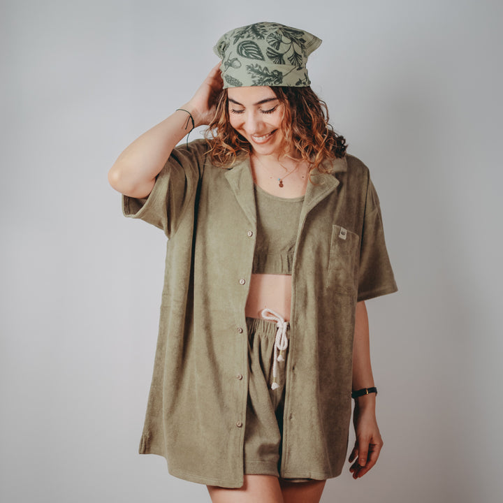 Terry Crop Top - Olive