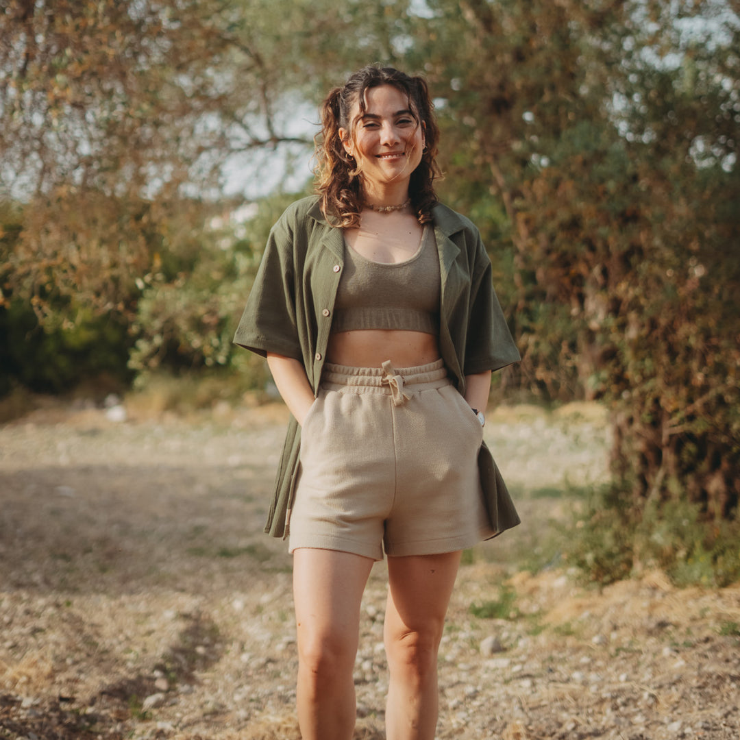 Terry Crop Top - Olive