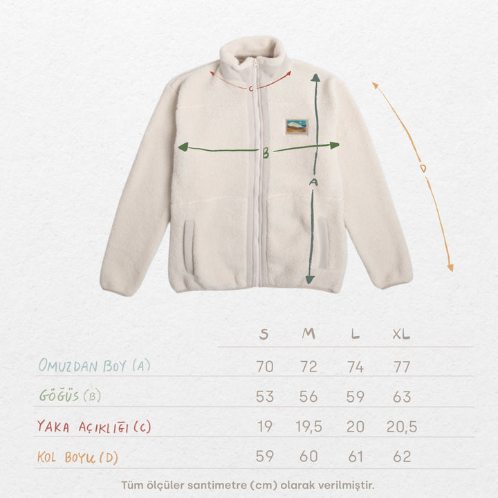Fermuarlı Sherpa Polar - Krem