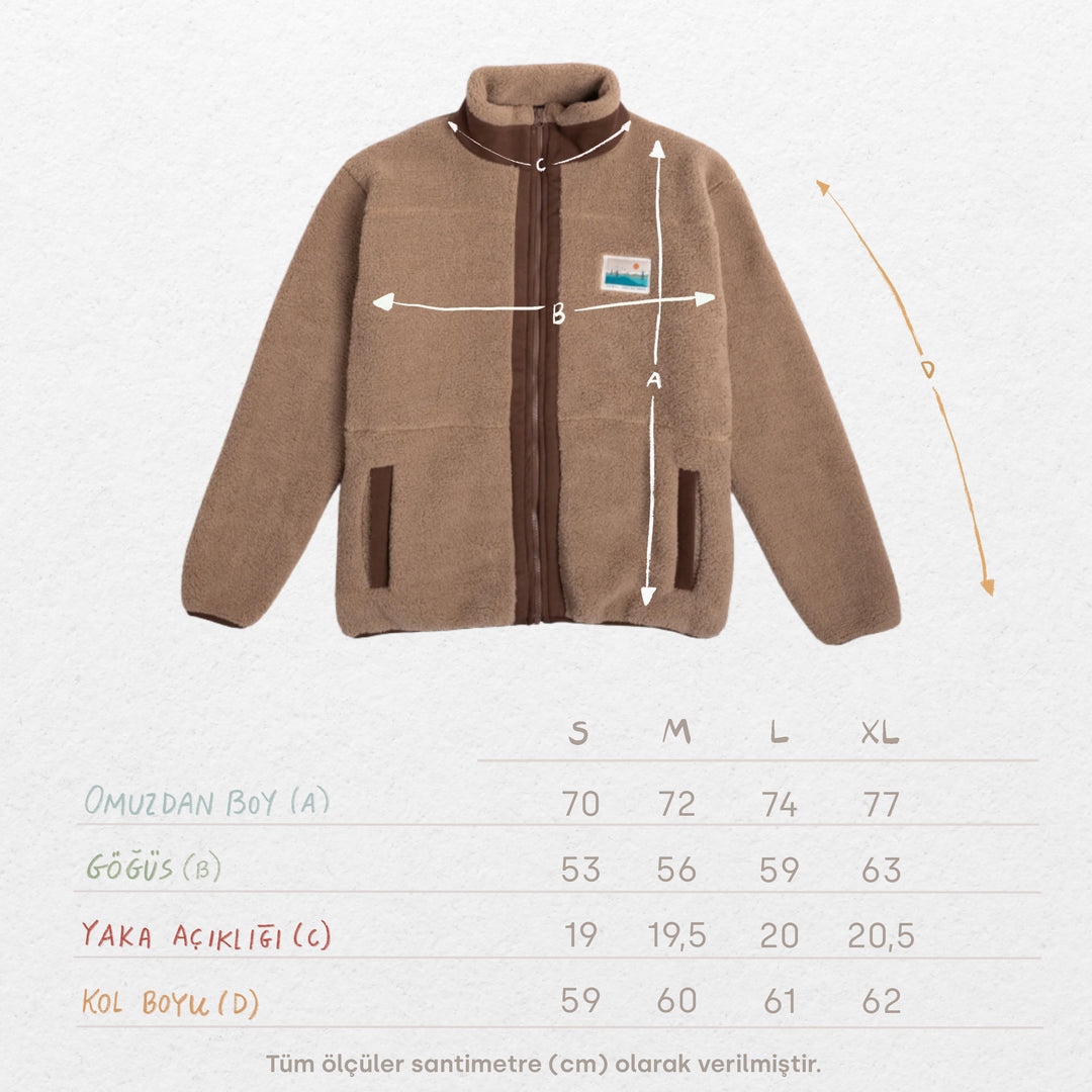 Fermuarlı Sherpa Polar - Kahve