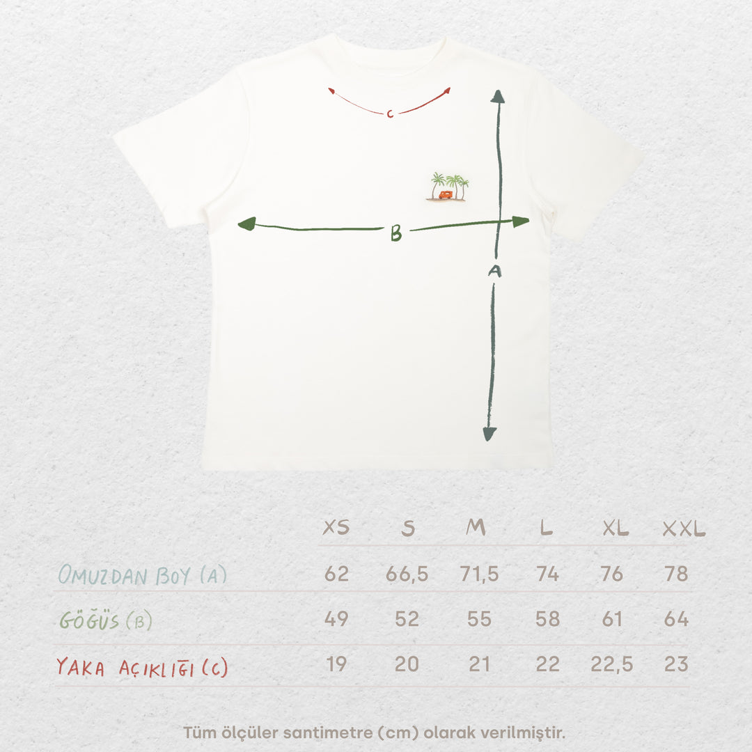 Under The Palm Trees Tshirt - Antik Beyaz