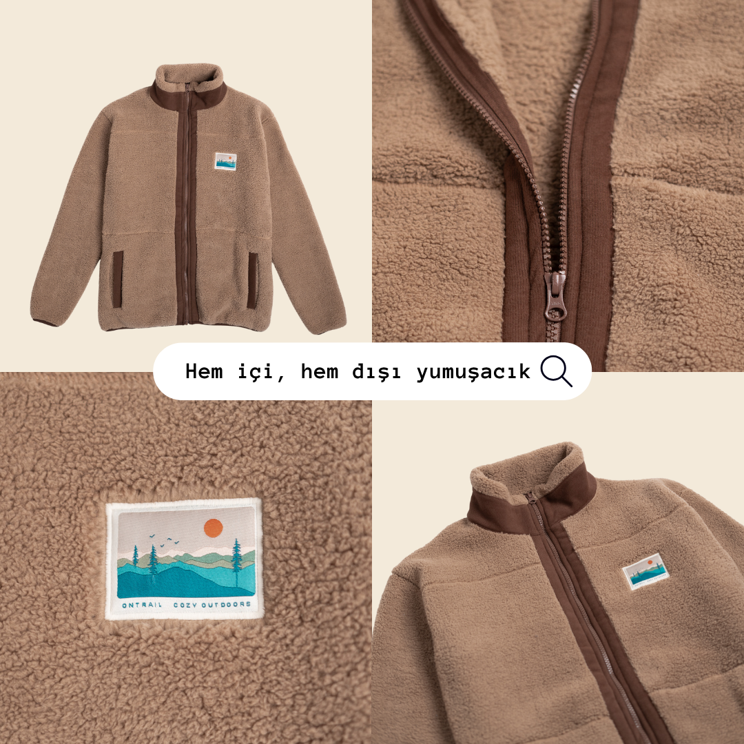 Fermuarlı Sherpa Polar - Kahve