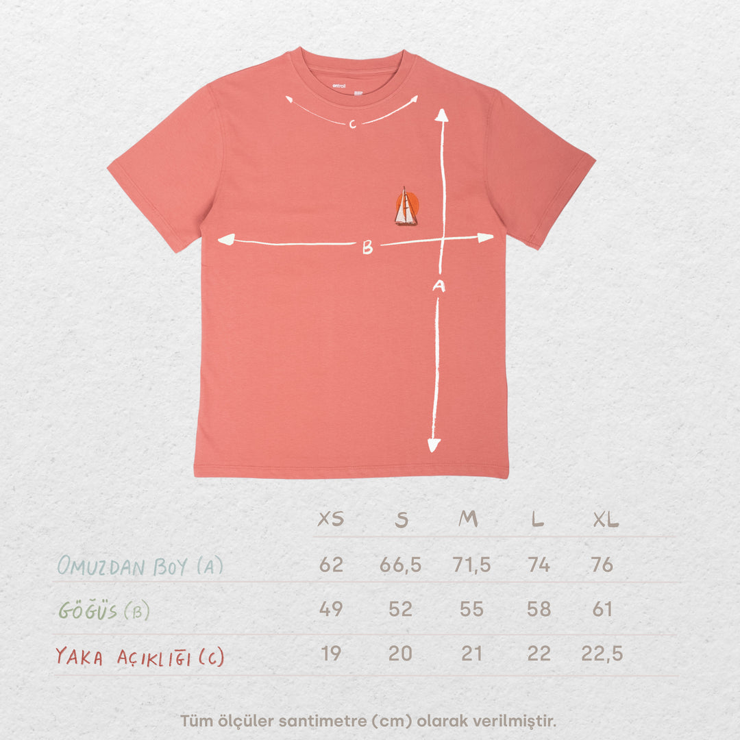 Boatlife & Sunset Tshirt - Paslı Pembe