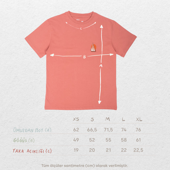 Boatlife & Sunset Tshirt - Paslı Pembe