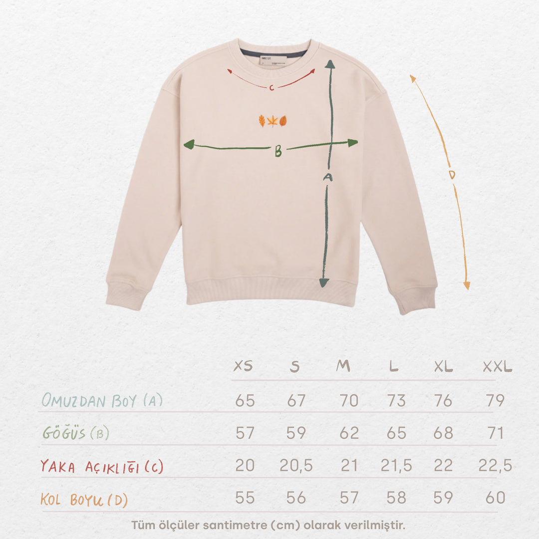 Fall Leaves Sweatshirt - Parşömen Bej