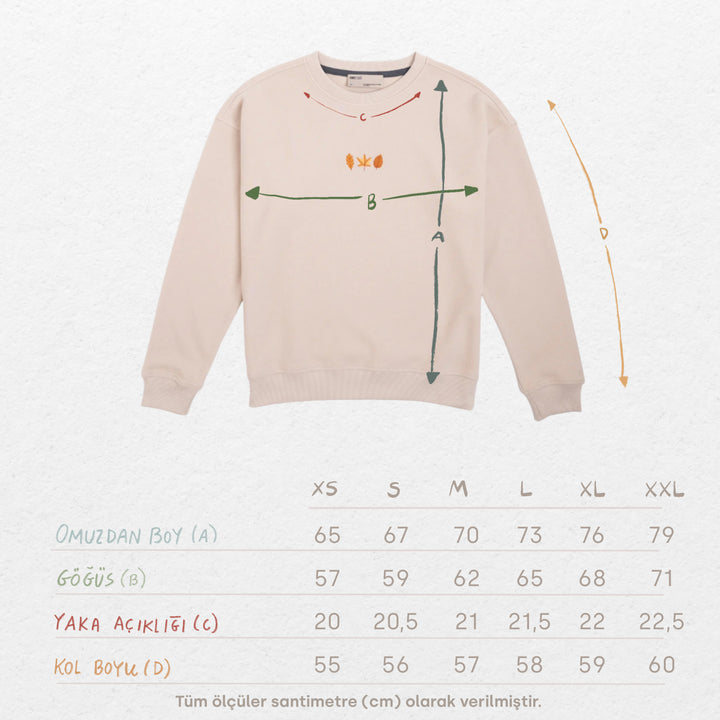 Fall Leaves Sweatshirt - Parşömen Bej